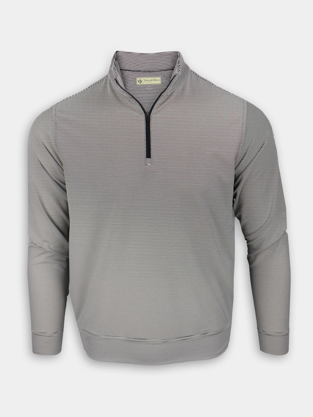Donald Ross Mens Classic Fit 1/2 Zip Micro Stripe Pullover - BLACK/CREAM