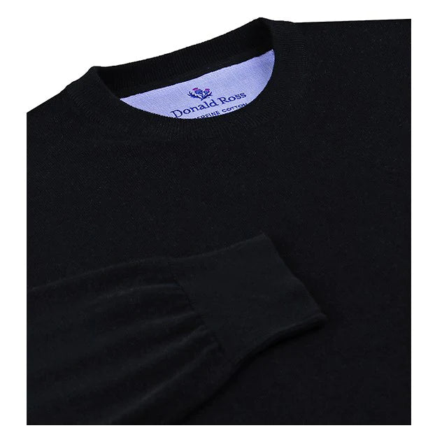 Donald Ross Mens Cotton Solid Crewneck Pullover - BLACK - Golf Anything Canada