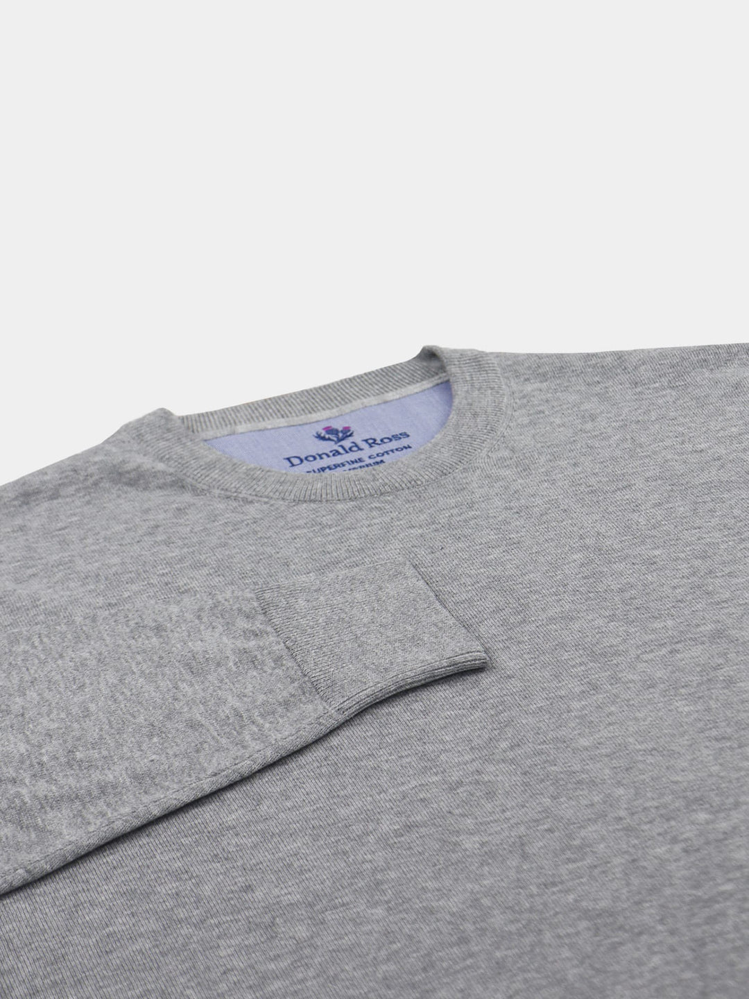 Donald Ross Mens SUPER GOLF SUPER FINE Cotton Crew Neck Sweater - HEATHER GREY