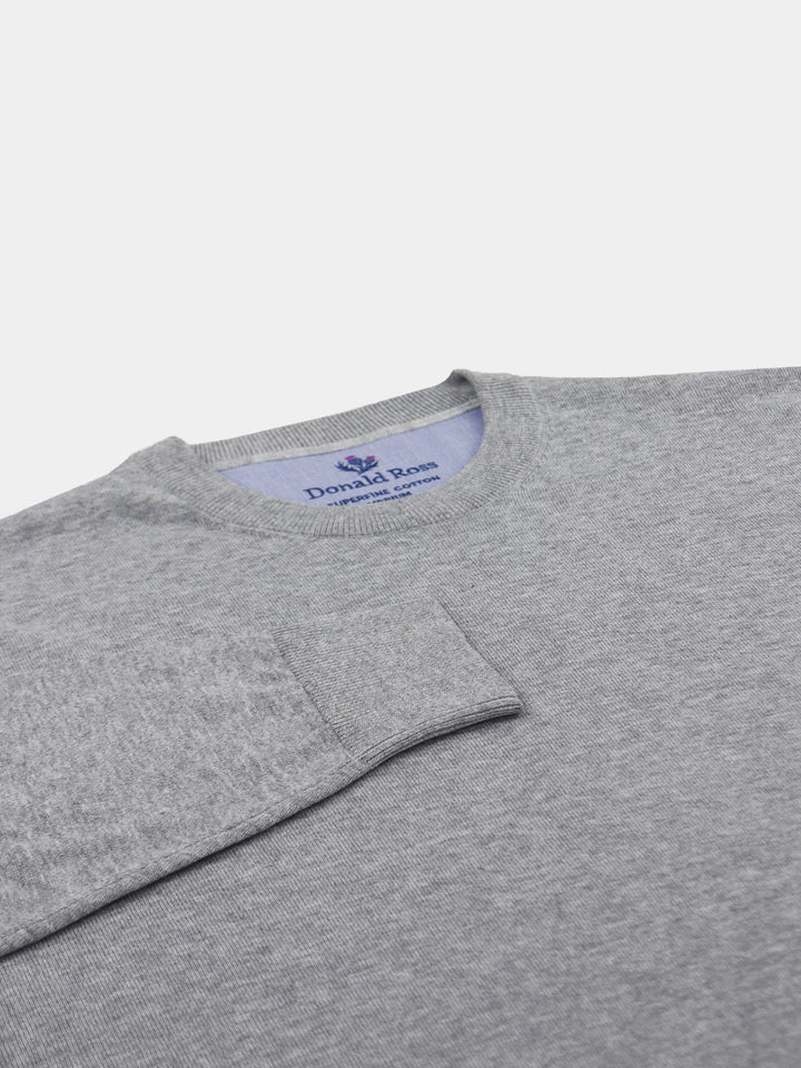 Donald Ross Mens SUPER GOLF SUPER FINE Cotton Crew Neck Sweater - HEATHER GREY