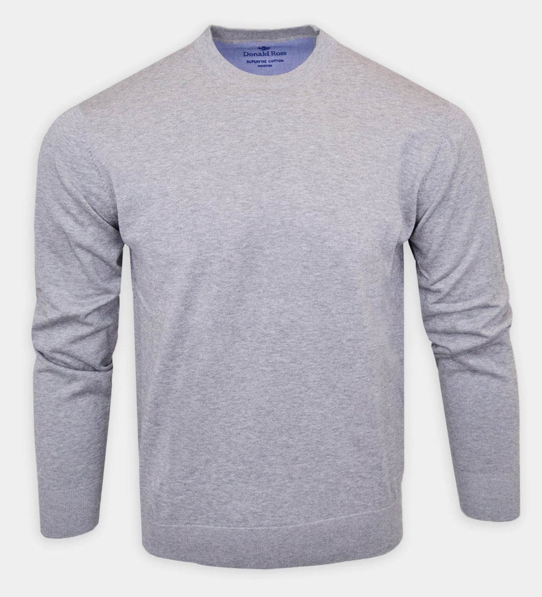 Donald Ross Mens SUPER GOLF SUPER FINE Cotton Crew Neck Sweater - HEATHER GREY