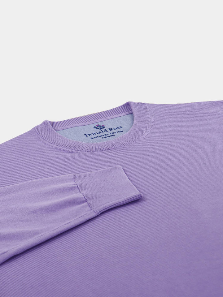 Donald Ross Mens SUPER GOLF SUPER FINE Cotton Crew Neck Sweater - LILAC