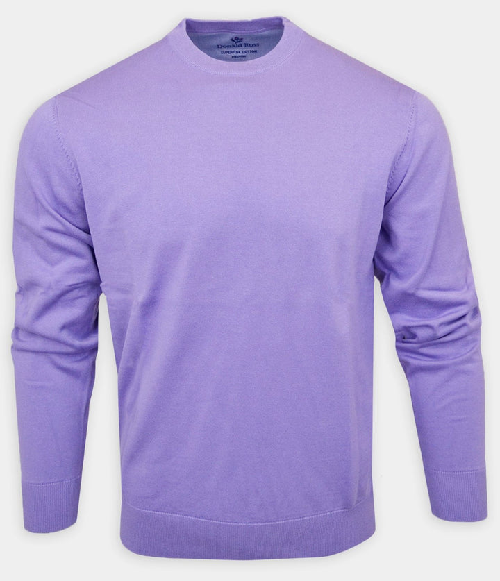 Donald Ross Mens SUPER GOLF SUPER FINE Cotton Crew Neck Sweater - LILAC