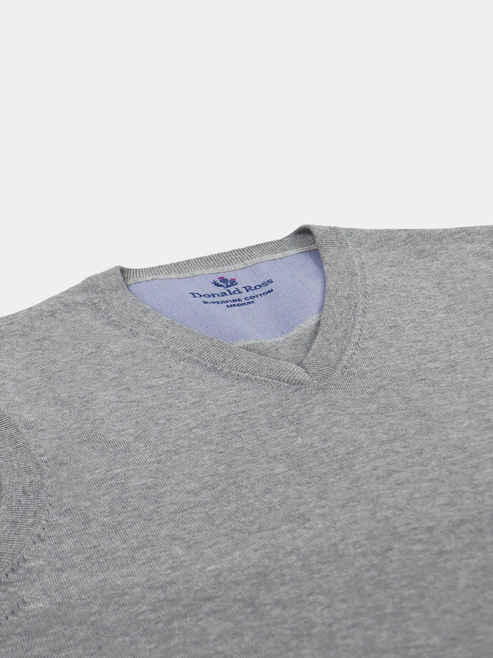 Donald Ross Mens SUPER GOLF SUPER FINE Cotton V-Neck Sweater Vest - HEATHER GREY