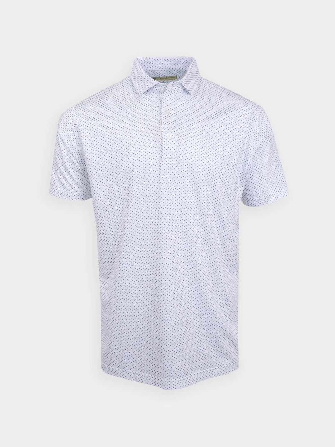 Donald Ross Classic Fit Mens Short Sleeve Tri-Dot Print Polo - WHITE/NAVY/EMERALD