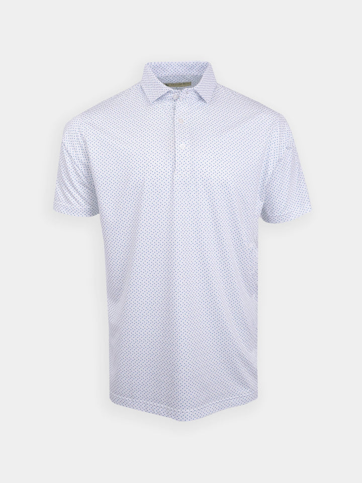 Donald Ross Classic Fit Mens Short Sleeve Tri-Dot Print Polo - WHITE/NAVY/EMERALD