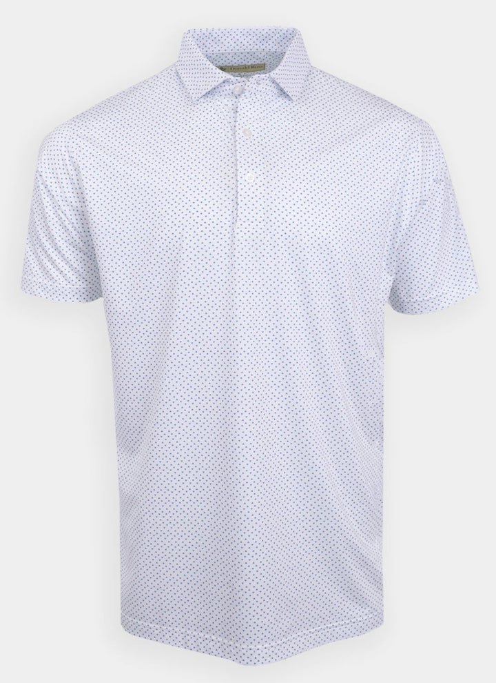 Donald Ross Classic Fit Mens Short Sleeve Tri-Dot Print Polo - WHITE/NAVY/EMERALD