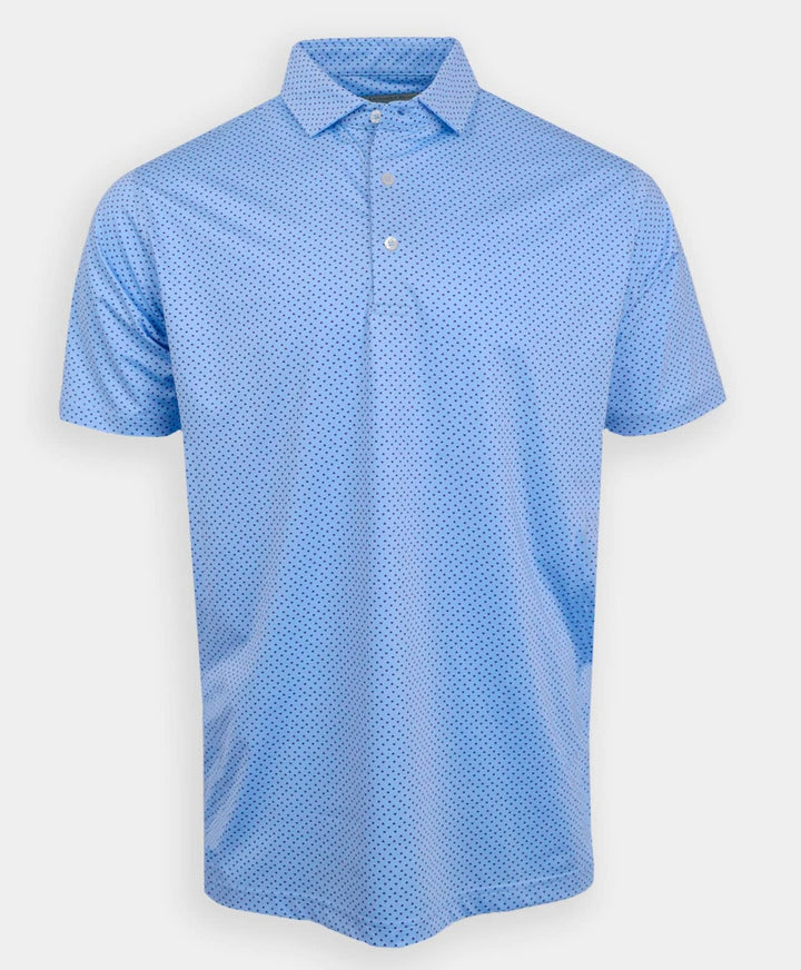 Donald Ross Classic Fit Mens Short Sleeve Tri-Dot Print Polo - ICE  LAKE/BLACK/SANGRIA