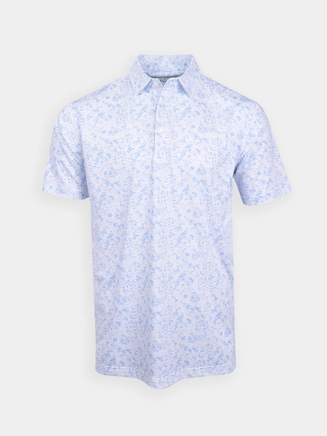 Donald Ross Classic Fit Mens Flowers in the Wind Polo - WHITE/ICE LAKE
