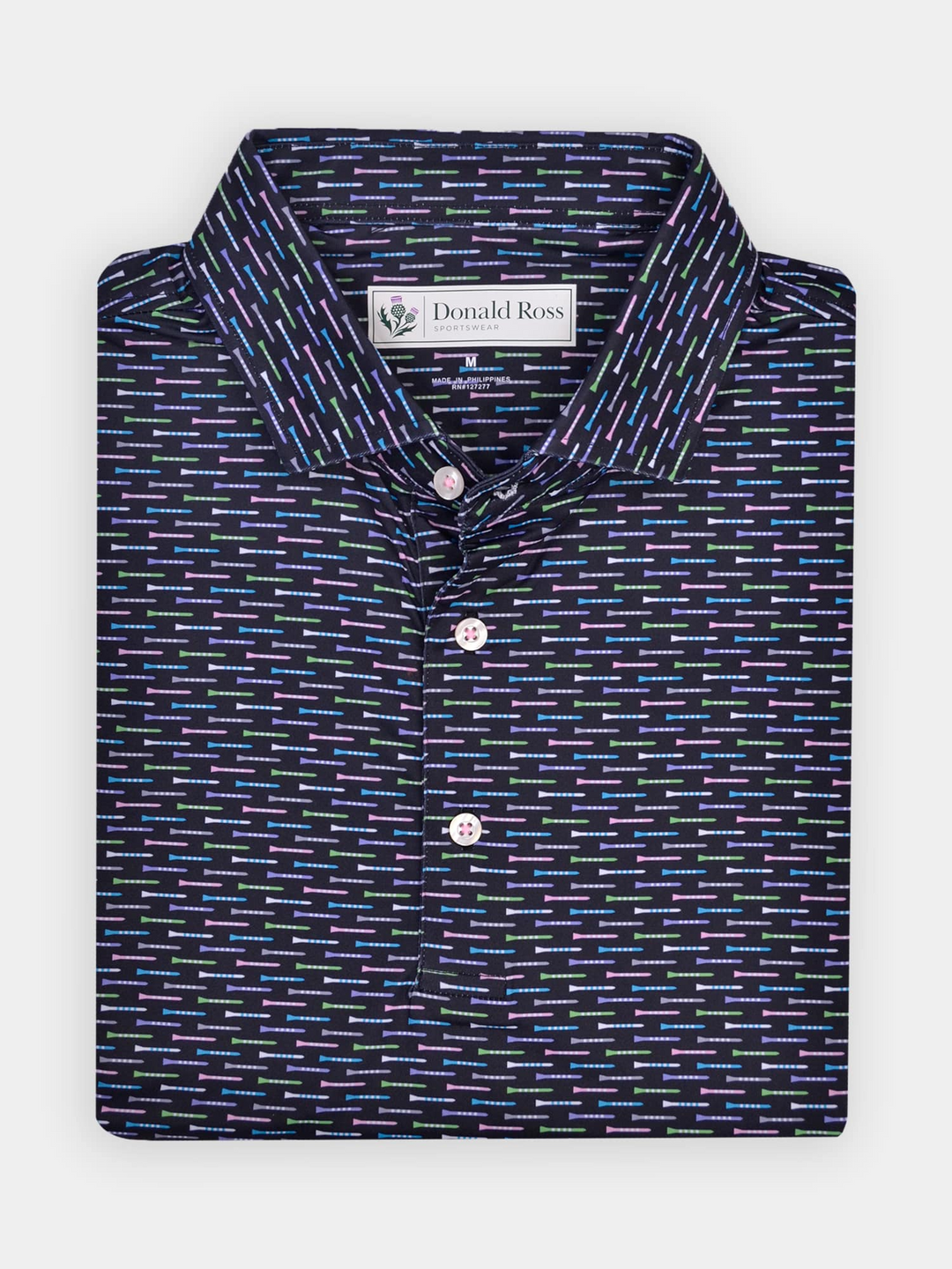 Donald Ross Mens Classic Fit CHARLOTTE Polo - BLACK MULTI