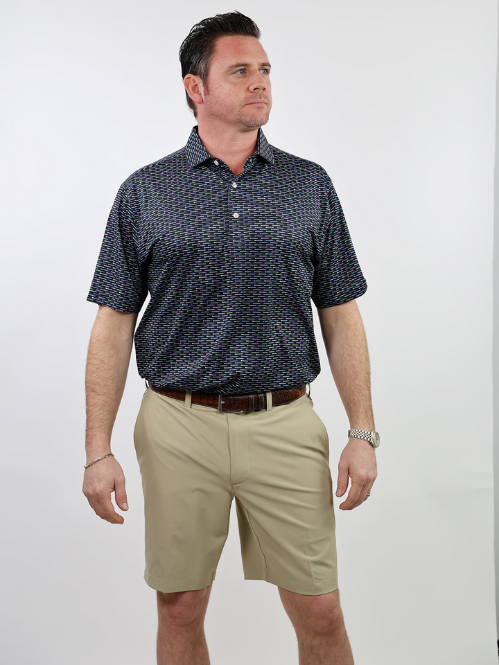 Donald Ross Mens Classic Fit CHARLOTTE Polo - BLACK MULTI