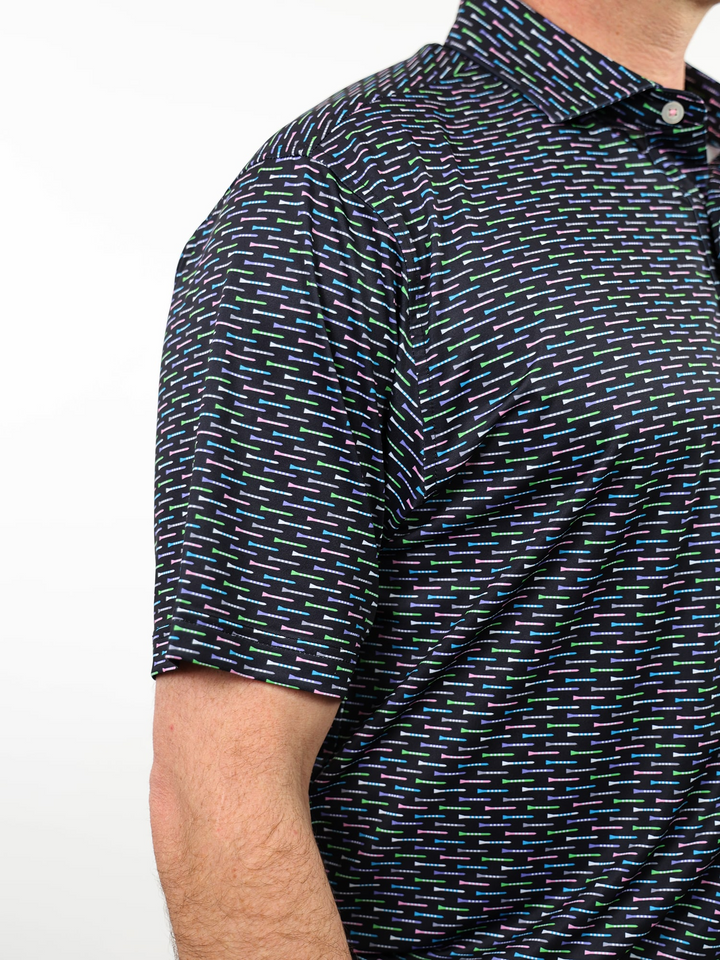 Donald Ross Mens Classic Fit CHARLOTTE Polo - BLACK MULTI