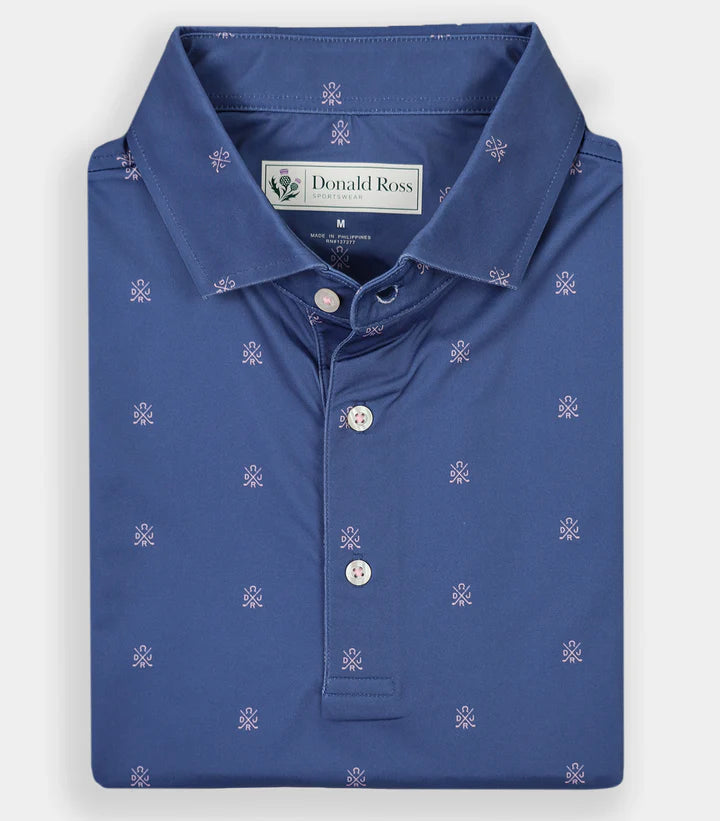 Donald Ross Mens Classic Fit CANTON Polo - DENIM / LOTUS