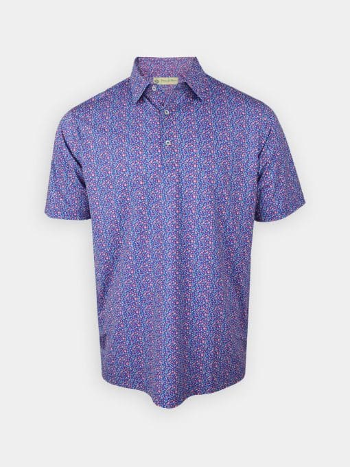 Donald Ross Mens Classic Fit Apple Tree Jersey Polo - AZURE MULTI