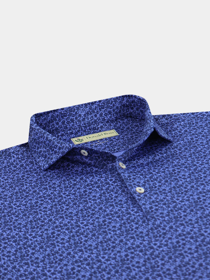 Donald Ross Mens Tonal Rory Floral Classic Fit Polo - NAVY