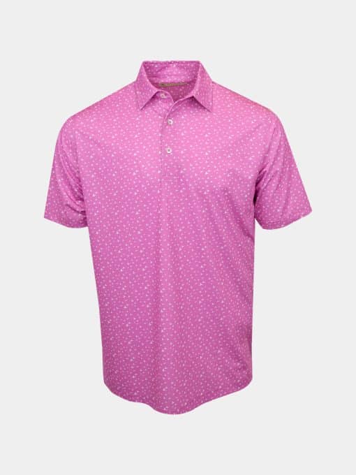 Donald Ross Mens Classic Fit Flying Ducks Polo -  MULBERRY/WHITE