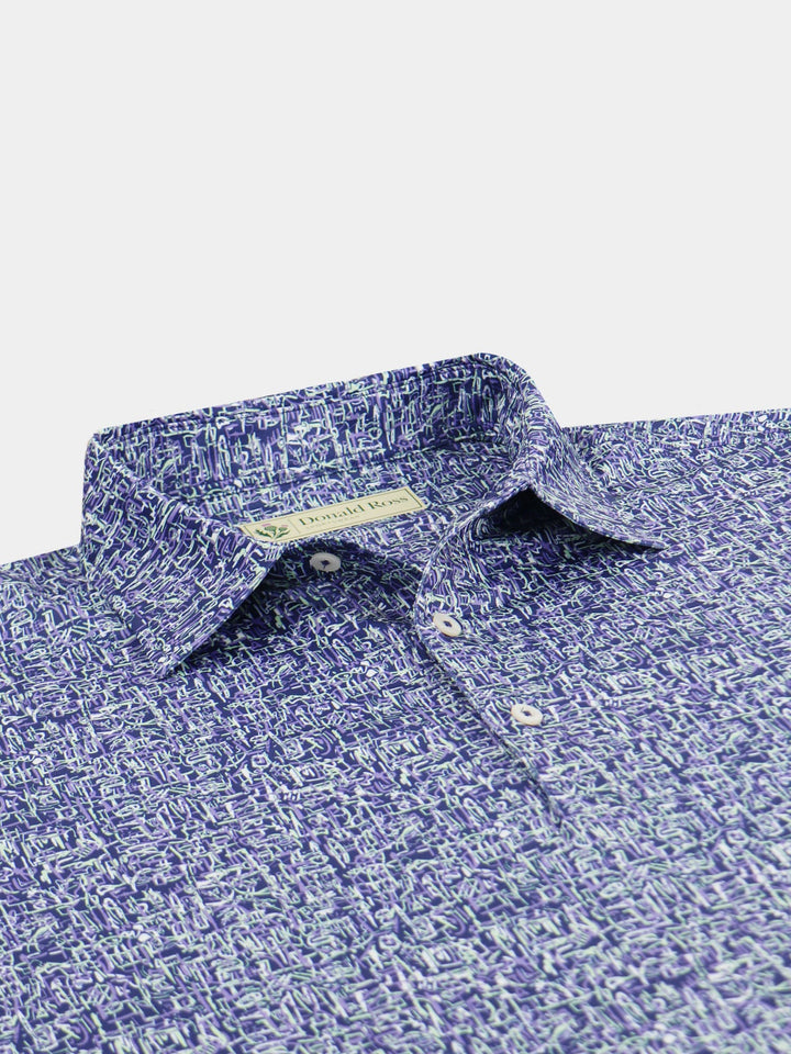Donald Ross Mens Classic Fit Doodles Print Polo - NAVY MULTI