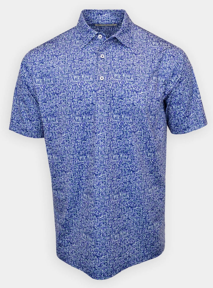 Donald Ross Mens Classic Fit Doodles Print Polo - NAVY MULTI