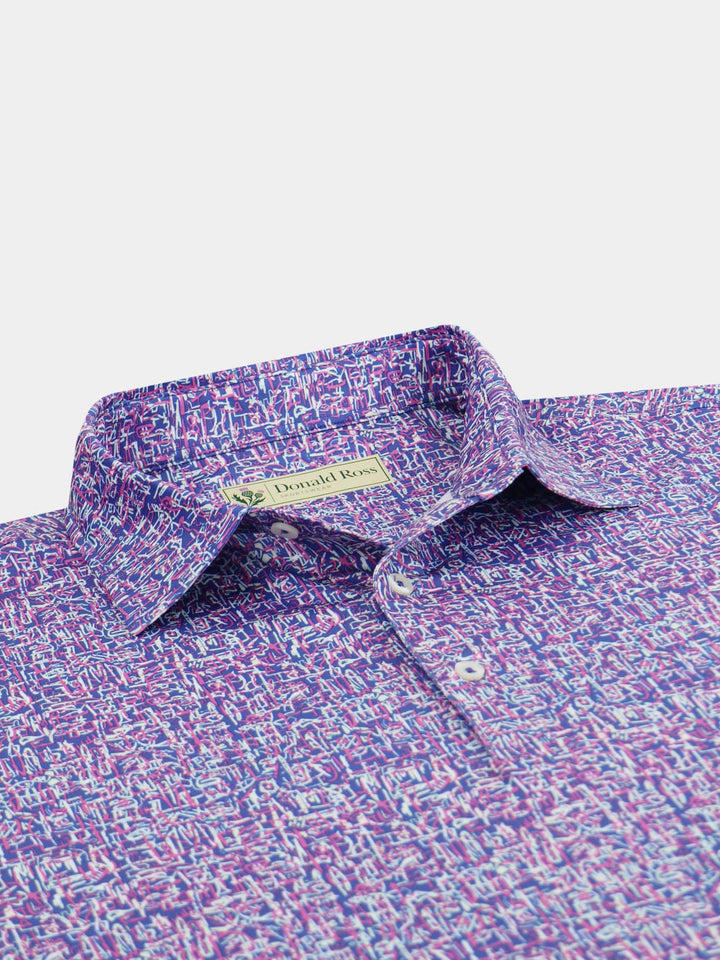 Donald Ross Mens Classic Fit Doodles Print Polo - LAPIS MULTI