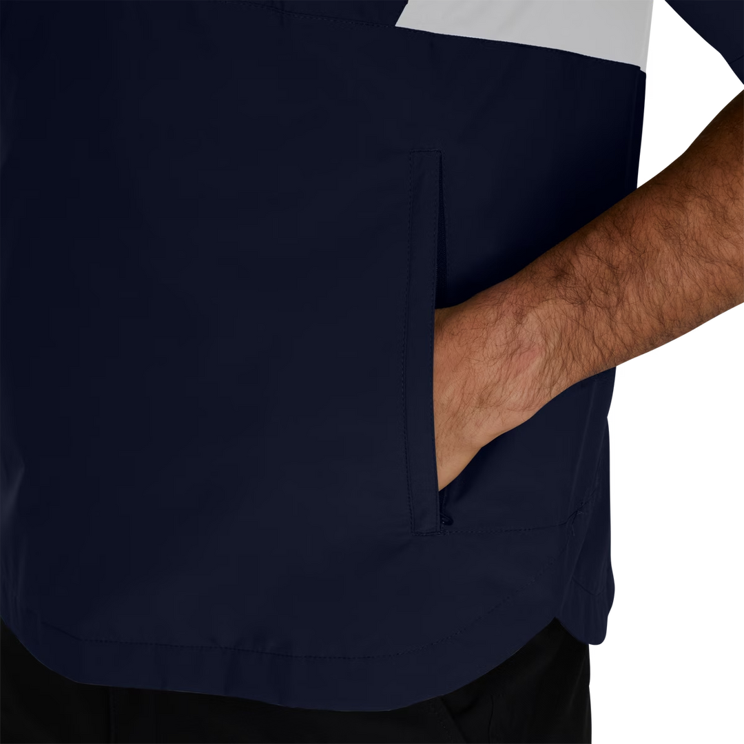 Footjoy Men's HydroLite X Short Sleeve Rain Shirt - NAVY / WHITE