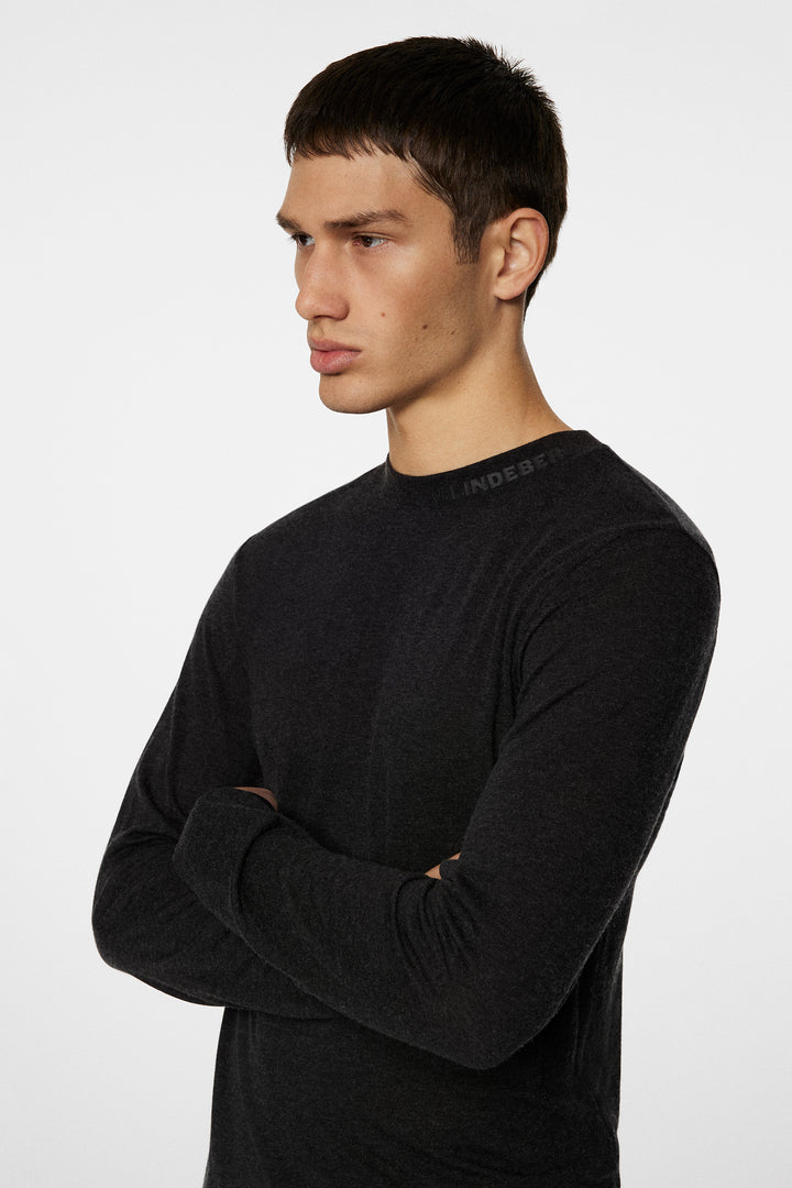 J.Lindeberg Men'sArnie Long Sleeve T-shirt - DARK GREY MELANGE