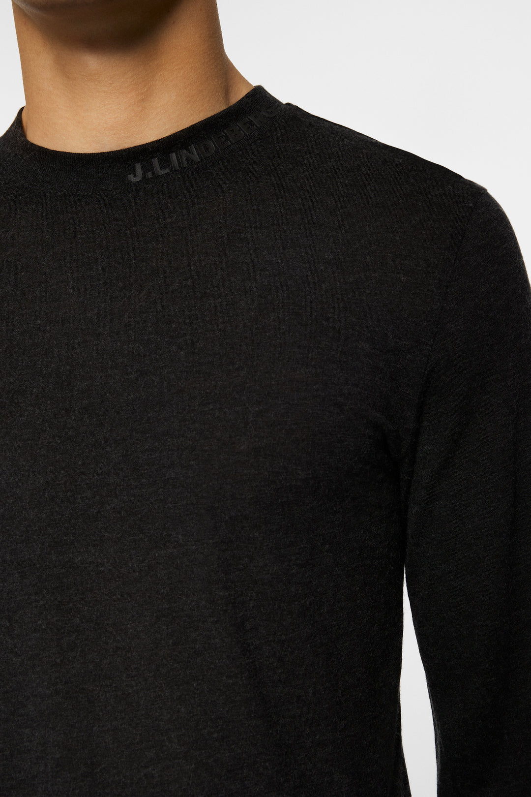 J.Lindeberg Men'sArnie Long Sleeve T-shirt - DARK GREY MELANGE