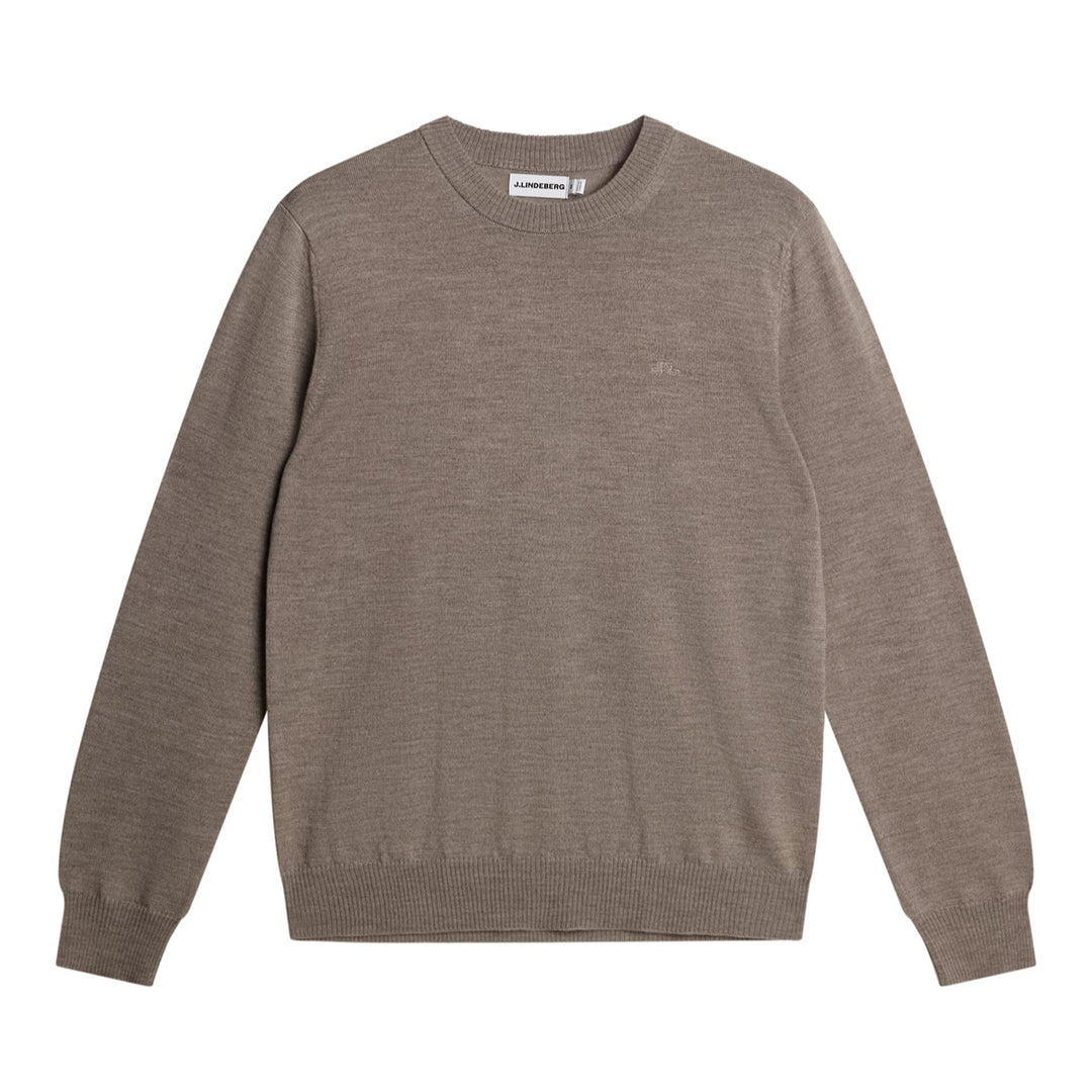 J.Lindeberg Men's Keane 100% Merino Wool Crew Neck Sweater - BRINDLE MELANGE