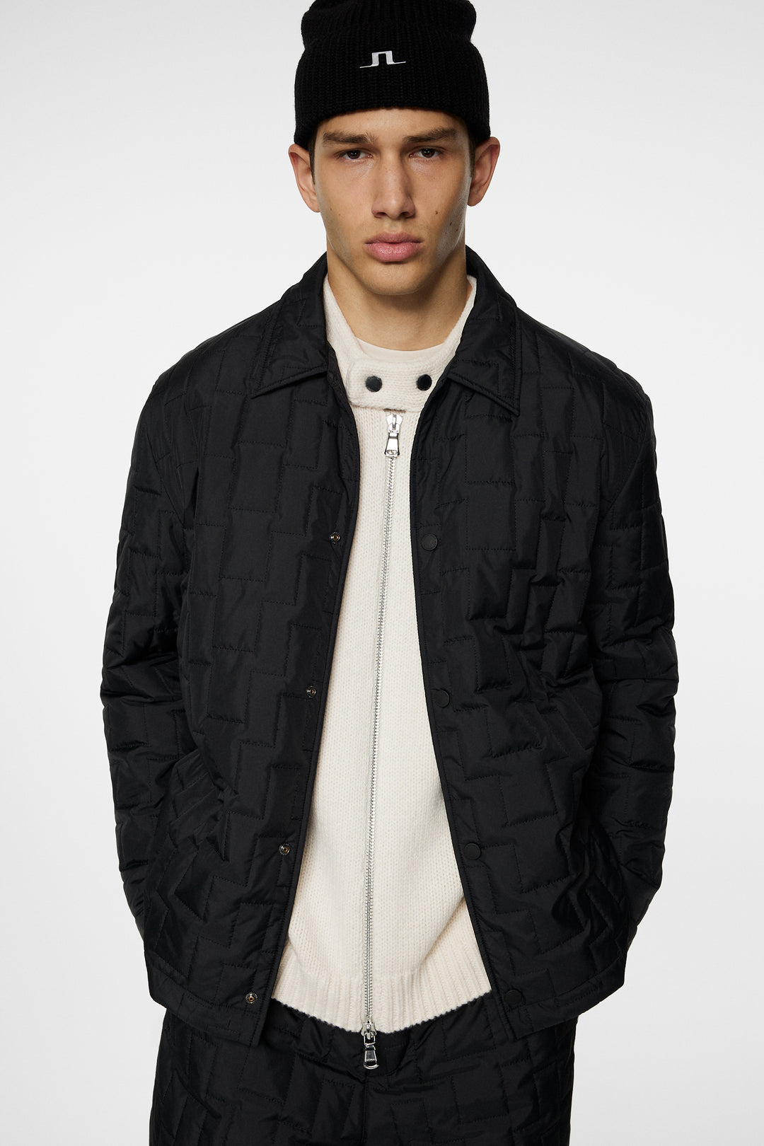 J.Lindeberg Men's Tibor Tech Quilted Overshirt - BLACK