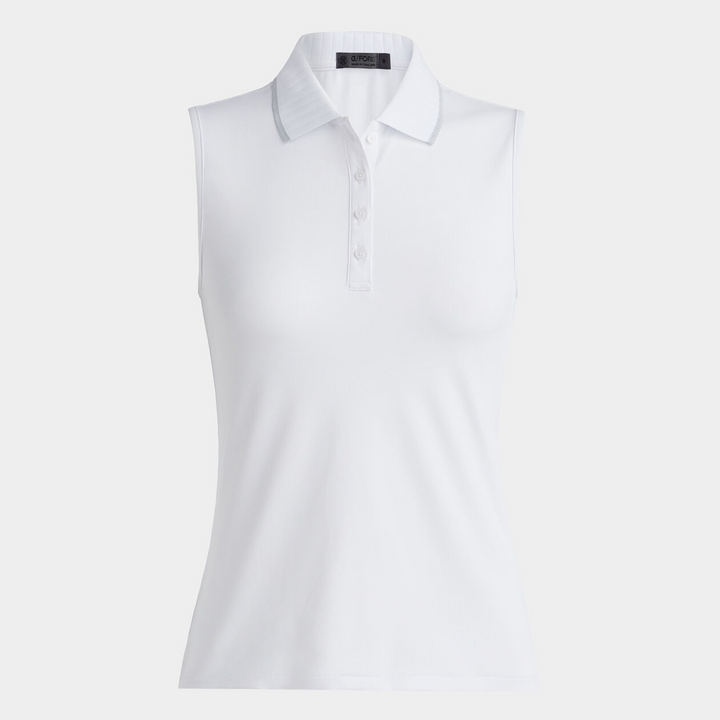 G/FORE WOMEN'S PLEATED COLLAR SLEEVELESS POLO - SNOW