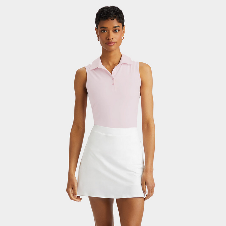 G/FORE WOMEN'S FEATHERWEIGHT SILKY TECH NYLON SLEEVELESS POLO - BLUSH