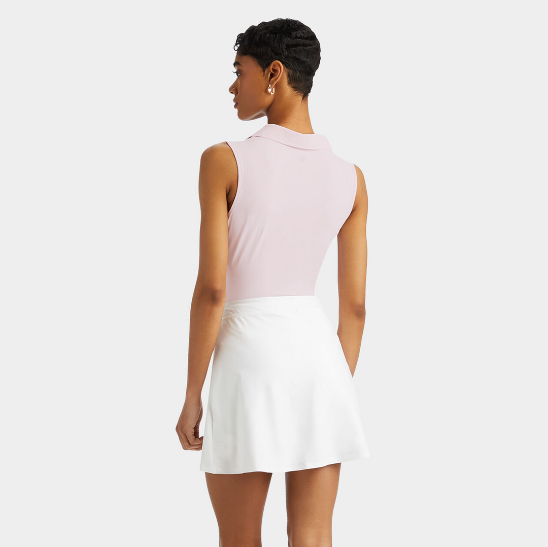 G/FORE WOMEN'S FEATHERWEIGHT SILKY TECH NYLON SLEEVELESS POLO - BLUSH