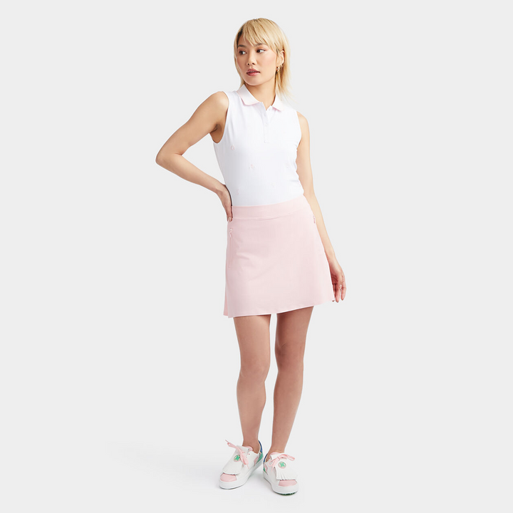 G/FORE WOMEN'S EMBROIDERED ICON TECH PIQUÉ SLEEVELESS POLO - SNOW
