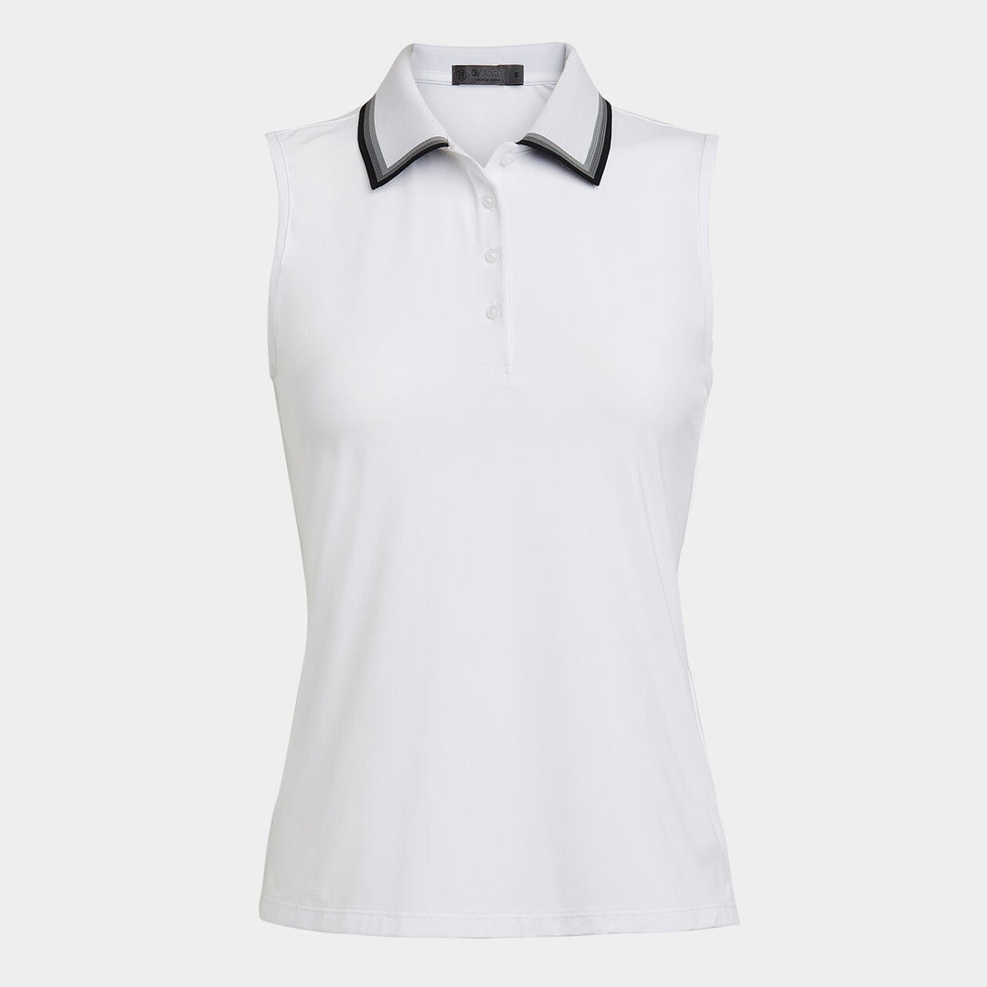G/FORE WOMEN'S TUX RIB SILKY TECH SLEEVELESS POLO - SNOW
