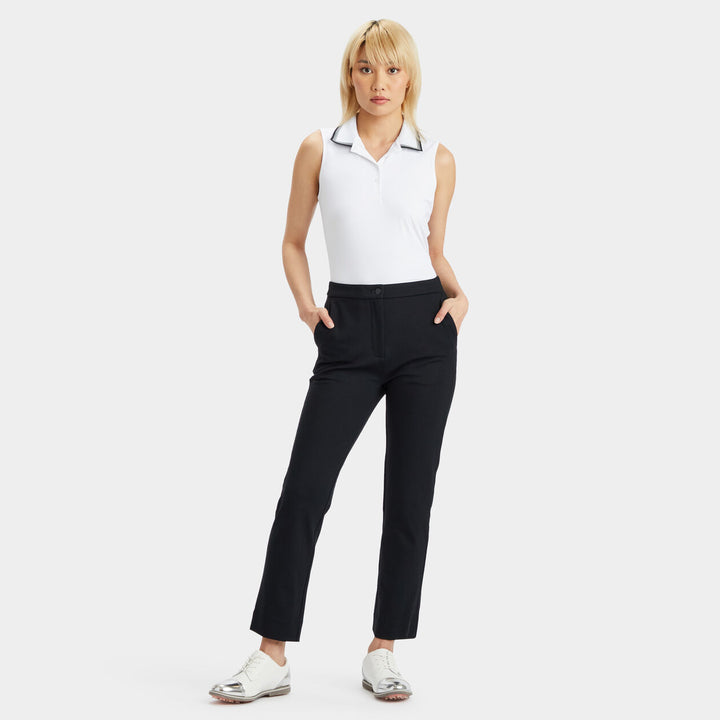G/FORE WOMEN'S TUX RIB SILKY TECH SLEEVELESS POLO - SNOW