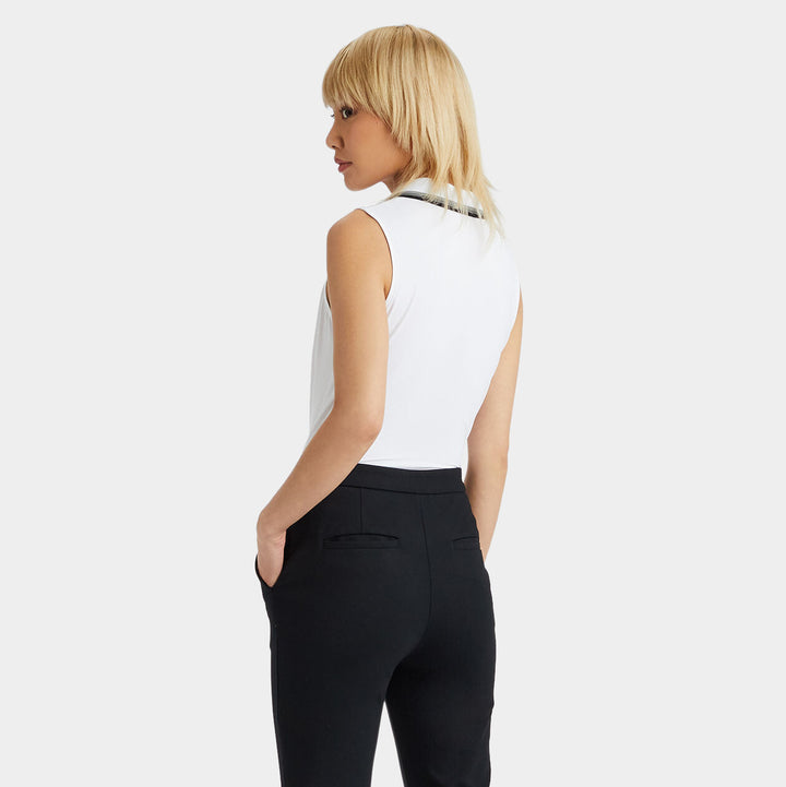 G/FORE WOMEN'S TUX RIB SILKY TECH SLEEVELESS POLO - SNOW