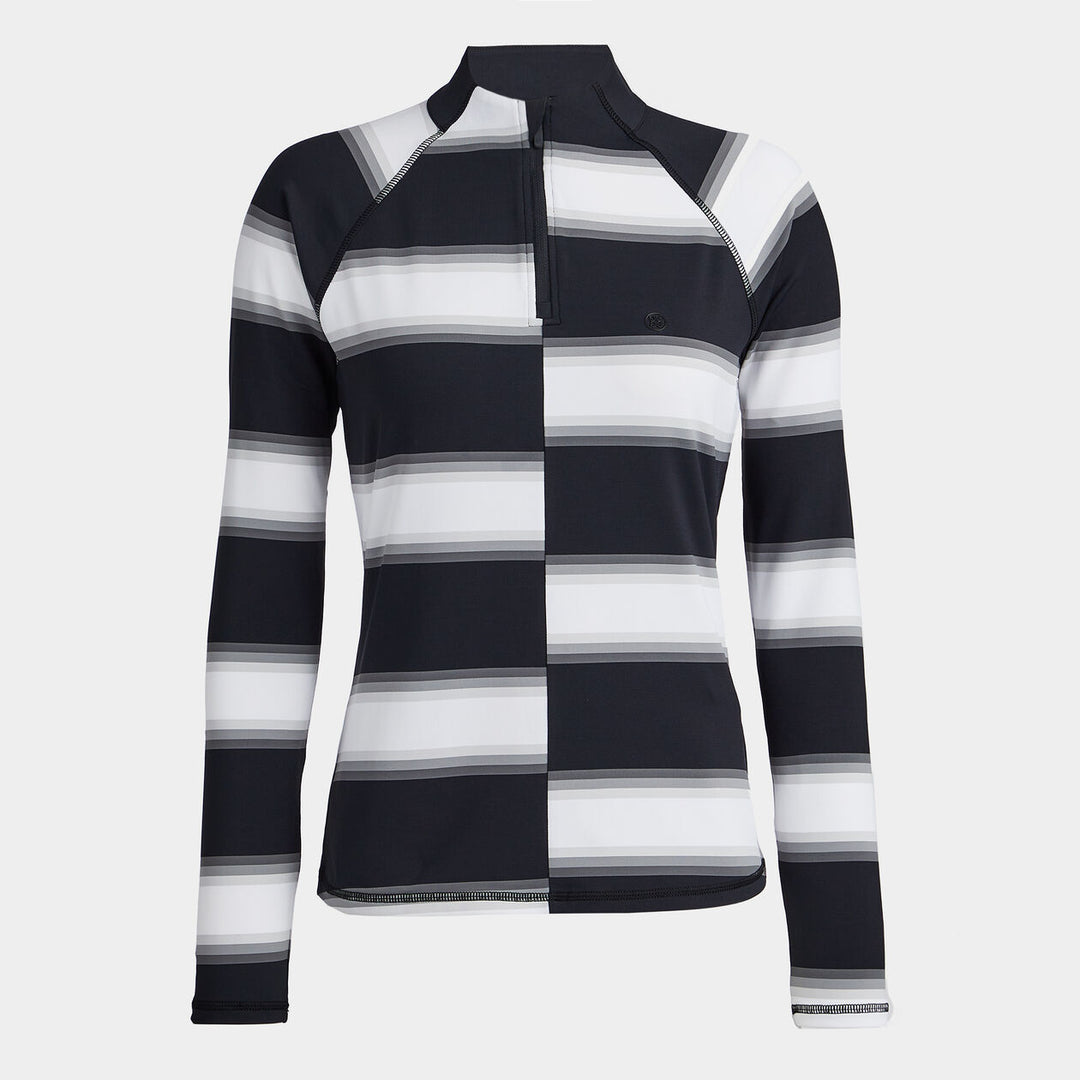 G/FORE WOMEN'S OFFSET GRADEINT STRIPE TECH 1/4 ZIP PULLOVER  - ONYX