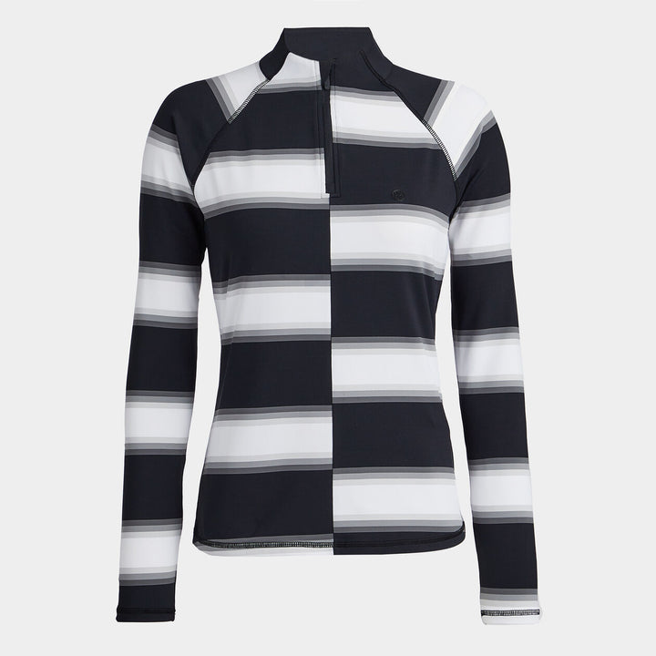 G/FORE WOMEN'S OFFSET GRADEINT STRIPE TECH 1/4 ZIP PULLOVER  - ONYX