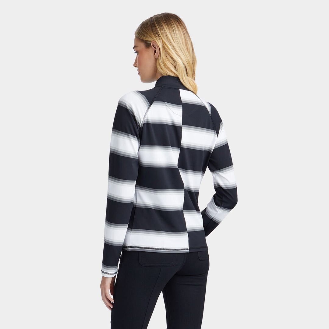G/FORE WOMEN'S OFFSET GRADEINT STRIPE TECH 1/4 ZIP PULLOVER  - ONYX