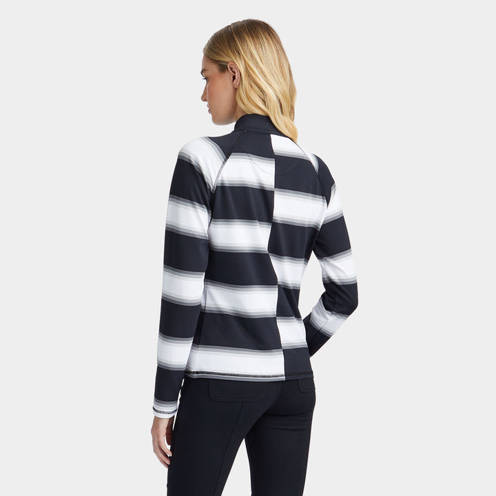 G/FORE WOMEN'S OFFSET GRADEINT STRIPE TECH 1/4 ZIP PULLOVER  - ONYX