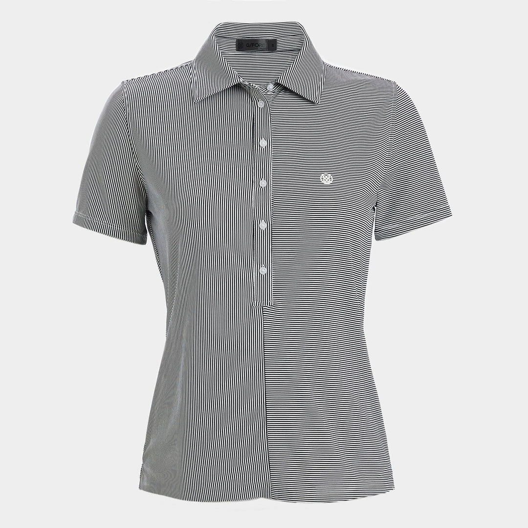 G/FORE WOMENS MIXED FEEDER STRIPE TECH JERSEY POLO - TWILIGHT