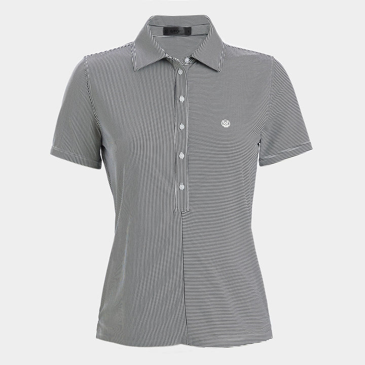 G/FORE WOMENS MIXED FEEDER STRIPE TECH JERSEY POLO - TWILIGHT