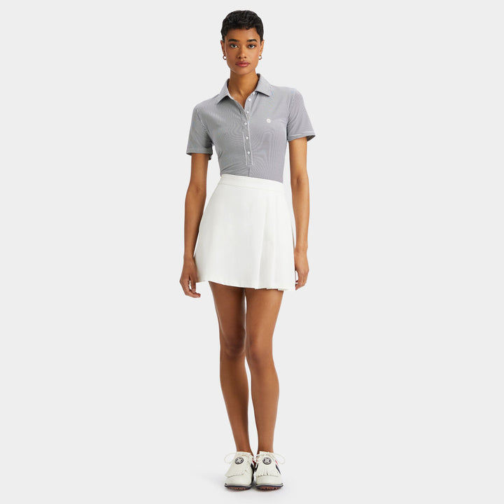 G/FORE WOMENS MIXED FEEDER STRIPE TECH JERSEY POLO - TWILIGHT
