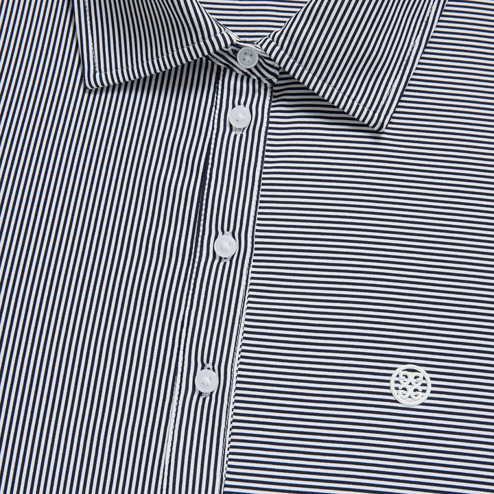G/FORE WOMENS MIXED FEEDER STRIPE TECH JERSEY POLO - TWILIGHT