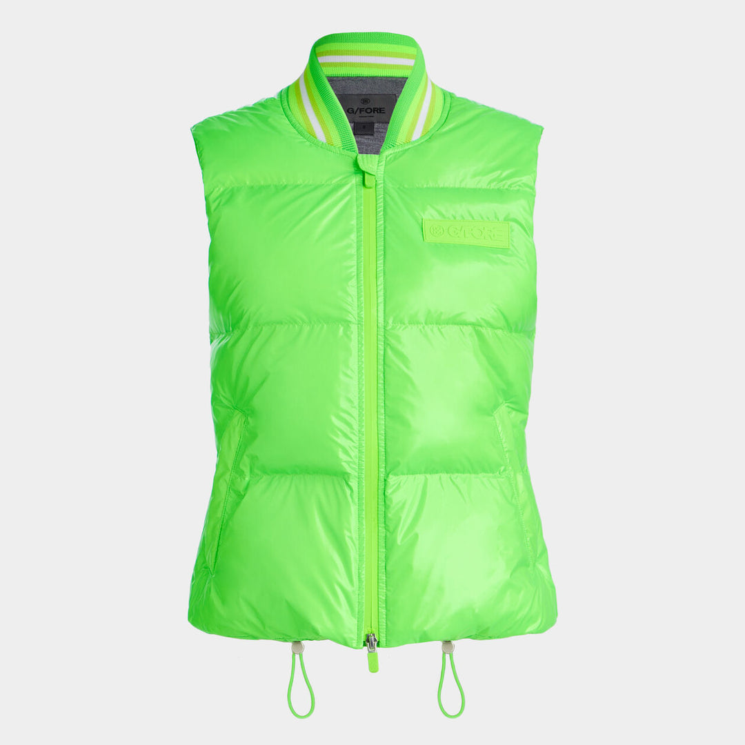 G/FORE WOMEN'S CIRCLE G's COATED NYLON QUILTED PUFFER VEST - GECKO