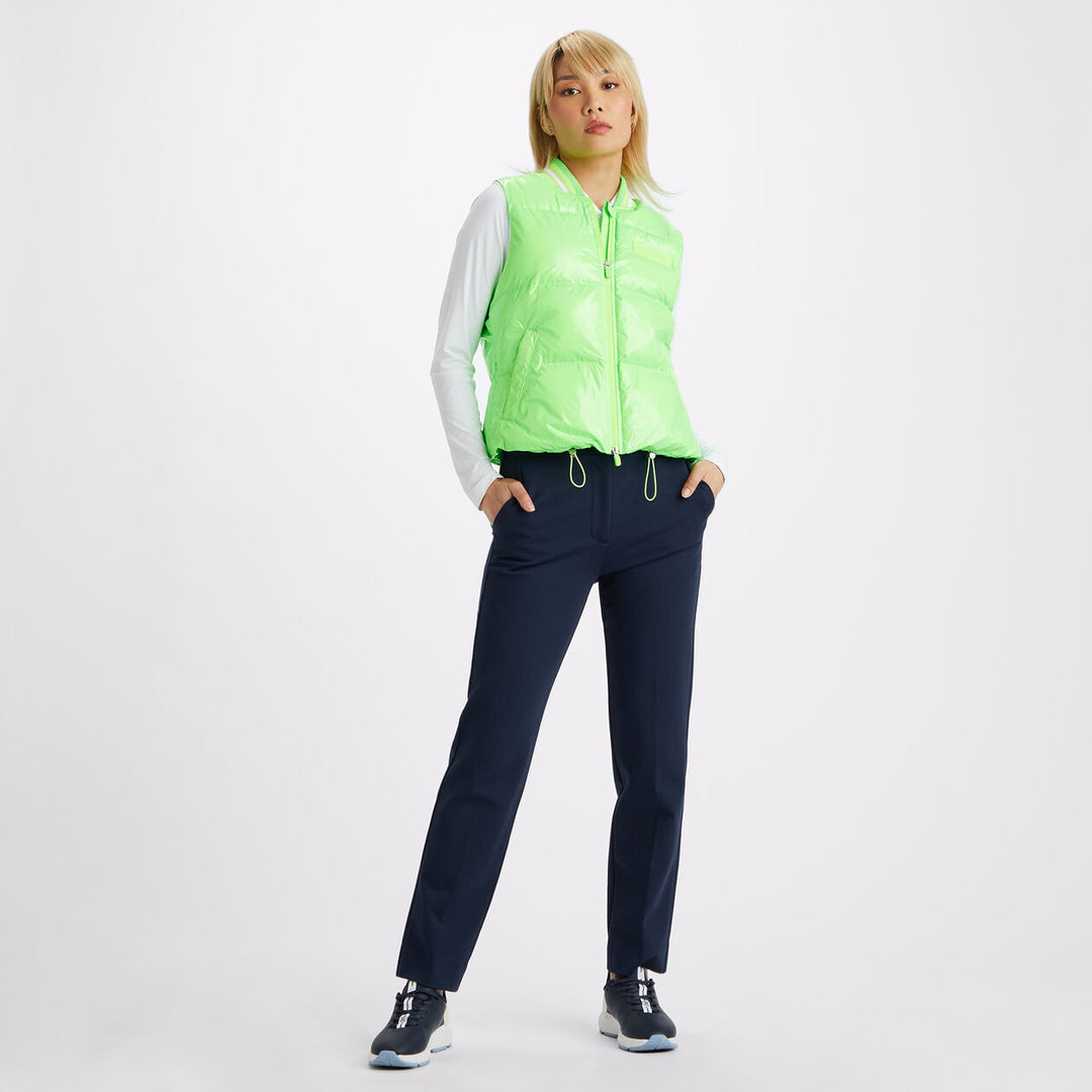 G/FORE WOMEN'S CIRCLE G's COATED NYLON QUILTED PUFFER VEST - GECKO