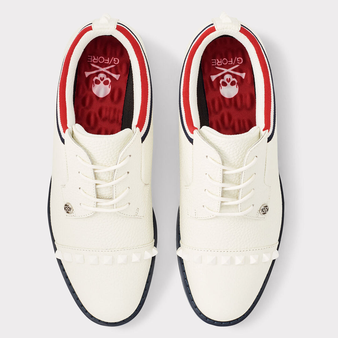 G/FORE WOMEN'S GALLIVANTER GROSGRAIN STUD CAP TOE GOLF SHOE - SNOW