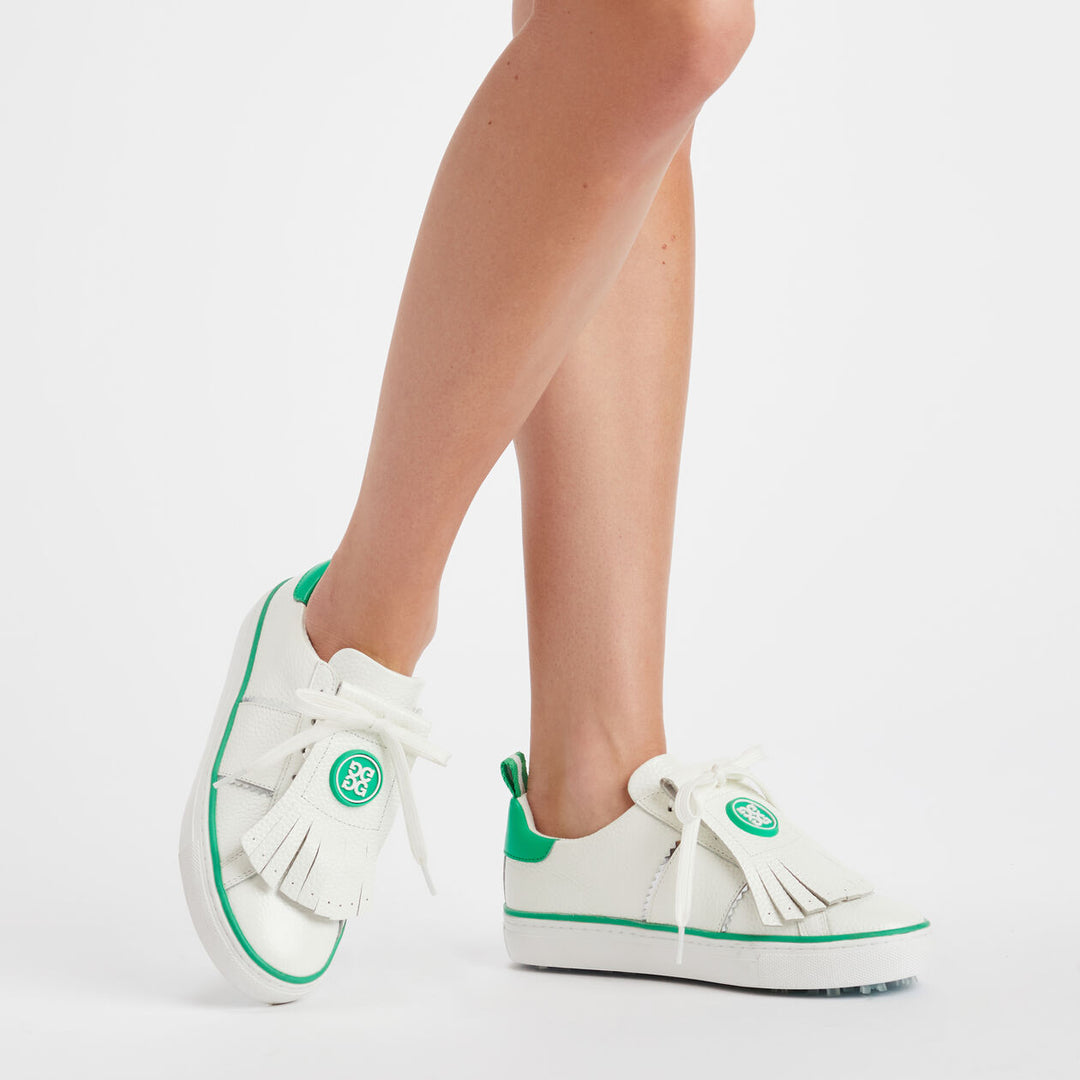 G/FORE WOMEN'S DISRUPTOR KILTIE GOLF SHOE - SNOW / CLOVER