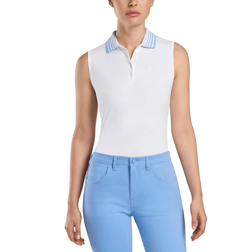 G/FORE WOMEN'S PLEATED COLLAR SILKY TECH NYLON SLEEVELESS POLO - SNOW (Copy)