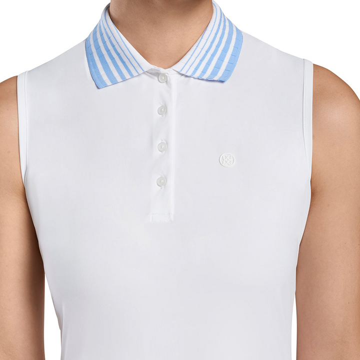 G/FORE WOMEN'S PLEATED COLLAR SILKY TECH NYLON SLEEVELESS POLO - SNOW (Copy)