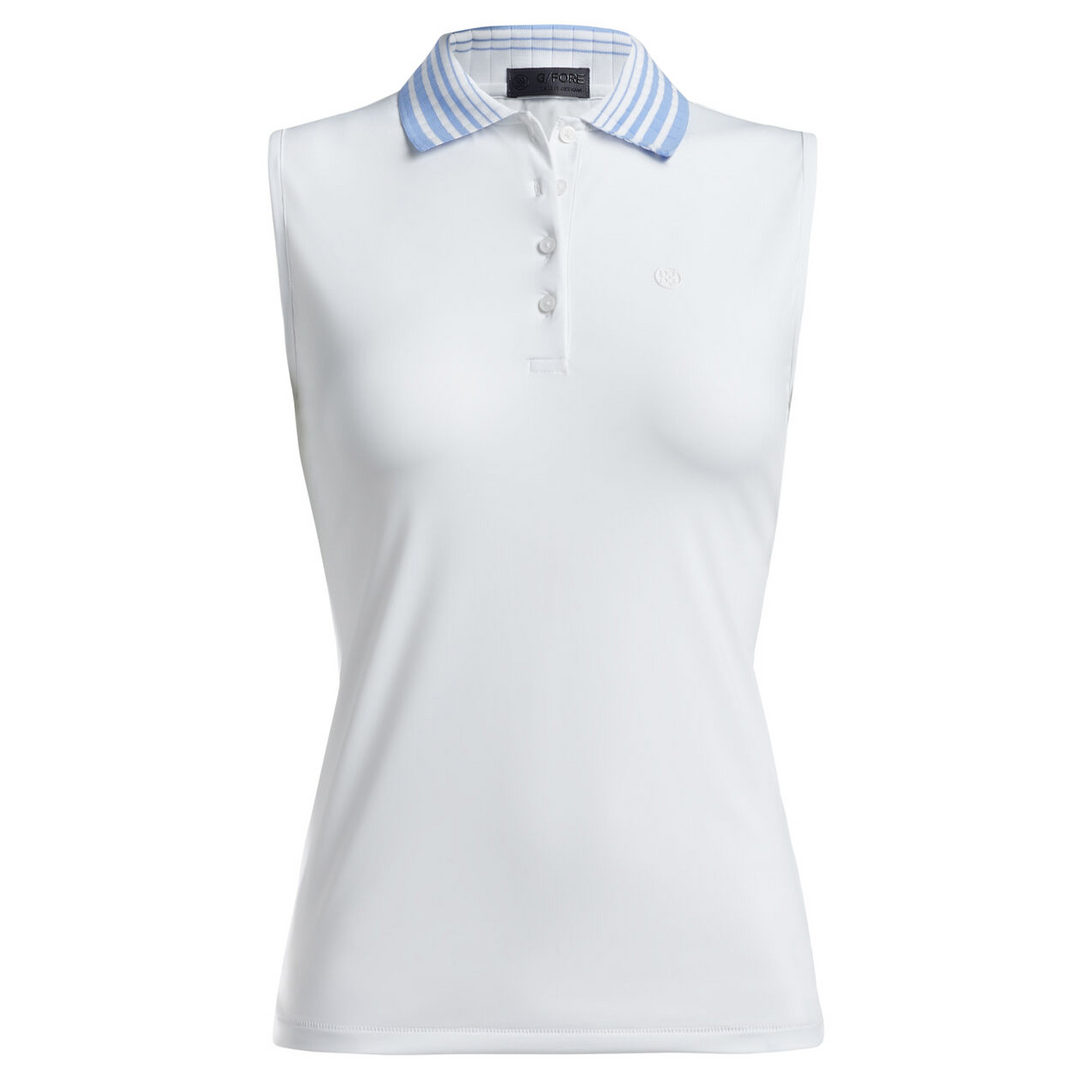 G/FORE WOMEN'S PLEATED COLLAR SILKY TECH NYLON SLEEVELESS POLO - SNOW (Copy)